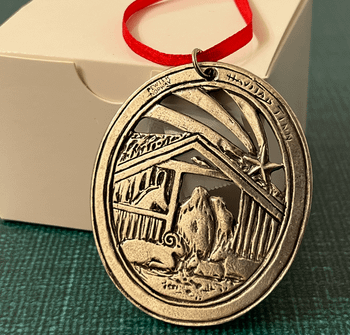 Havstad Tinn pewter Nativity ornament made in Norway
