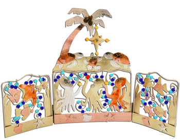 Handmade Thailand coastal nativity with octopuses and tropical fish