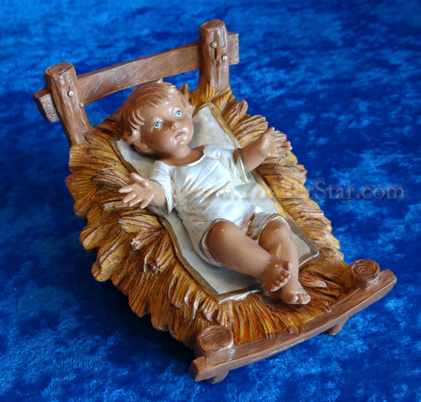 Baby Jesus w Crib - 12" Scale Fontanini Nativity Infant Jesus 72913