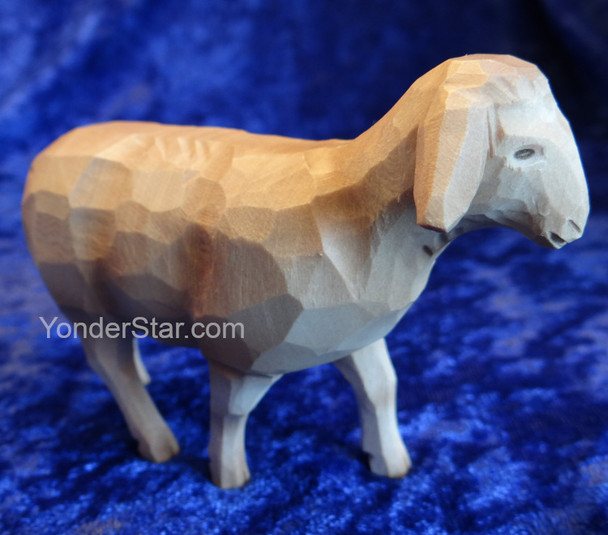 White Sheep Walking - Huggler Nativity Woodcarving  - 14cm Scale