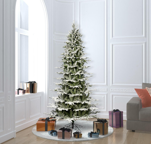Flocked Kamass Fir Artificial Christmas Tree Vickerman - Slim Profile