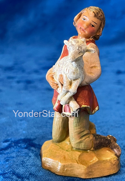 Fontanini Zane 5 inch shepherd boy crouched holding goat nativity figure 2025

