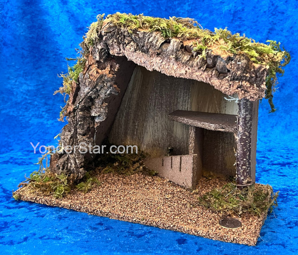 Fontanini 5 inch wooden nativity stable with USB light handmade in Italy
