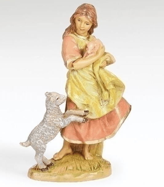 Fontanini nativity woman with pig and sheep
