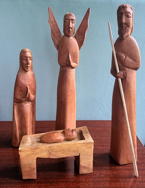 Rahisi fair trade neem wood nativity set hand carved in Kenya
