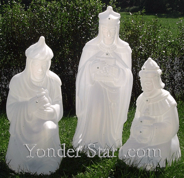 Lighted White Outdoor Nativity Wisemen