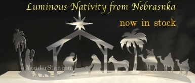 luminous nativity scene