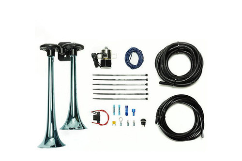 PacBrake HP10073 Basic Dual Air Horn Kit For Onboard Air Cast Zinc Alloy/Stainless Steel Chrome | Universal PacBrake HP10073 Basic Dual Air Horn Kit For Onboard Air Cast Zinc Alloy/Stainless Steel Chrome | Universal