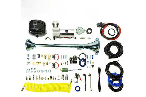 PacBrake HP10238 Premium Large Single Air Horn Kit with Onboard Air Kit | Universal PacBrake HP10238 Premium Large Single Air Horn Kit with Onboard Air Kit | Universal