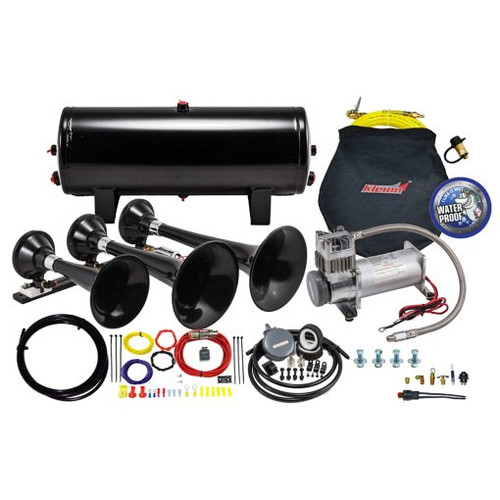 Kleinn HK7 Pro Blaster Triple Train Horn Kit with 150PSI 100% Duty Onboard Air System | Universal Kleinn HK7 Pro Blaster Triple Train Horn Kit with 150PSI 100% Duty Onboard Air System | Universal