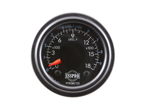 Isspro R607 Standard 2-1/16 inch 0-1800F Pyrometer Gauge - Black Face Black Bezel | Universal Isspro R607 Standard 2-1/16 inch 0-1800F Pyrometer Gauge - Black Face Black Bezel | Universal