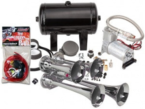 Kleinn HK4 Pro Blaster Quad Air Horn Kit with 130PSI Sealed Air Compressor and 1.0 Gal Tank | Universal Kleinn HK4 Pro Blaster Quad Air Horn Kit with 130PSI Sealed Air Compressor and 1.0 Gal Tank | Universal