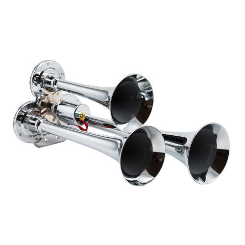Kleinn 130 Compact Chrome Plated Triple Air Horn Kit | Universal Kleinn 130 Compact Chrome Plated Triple Air Horn Kit | Universal