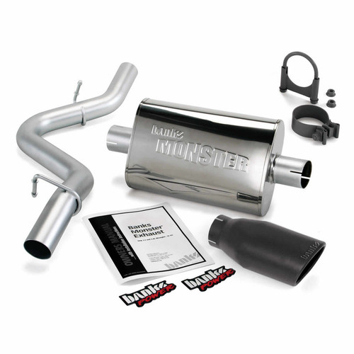 Banks Power 2.5" Monster Exhaust 97-99 Jeep Wrangler 2.5/4.0L - Black Tip Banks Power 2.5" Monster Exhaust 97-99 Jeep Wrangler 2.5/4.0L - Black Tip