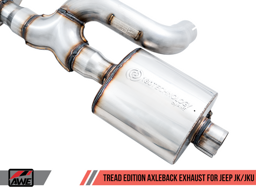 AWE Tread Edition Axleback Dual Exhaust 2012-2018 Jeep JK/JKU 3.6L Chrome Silver Tips AWE Tread Edition Axleback Dual Exhaust 2012-2018 Jeep JK/JKU 3.6L Chrome Silver Tips