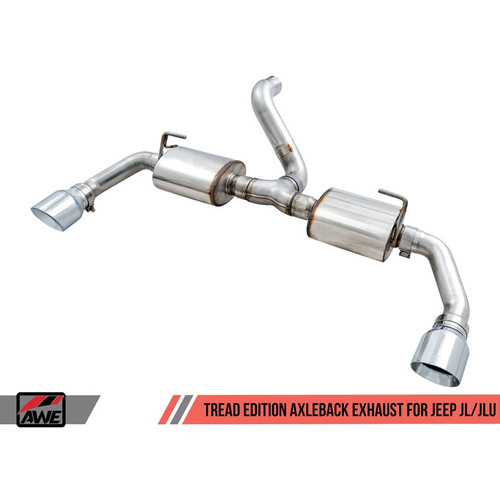 AWE Tread Edition Axleback Dual Exhaust 2018+ Jeep JL/JLU 3.6L/2.0T Chrome Silver Tips AWE Tread Edition Axleback Dual Exhaust 2018+ Jeep JL/JLU 3.6L/2.0T Chrome Silver Tips