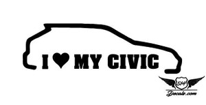 I Love My Civic Sticker Decal  
