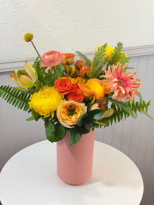 Floral of the Week
We have 2 FOTW florals this week! We couldn't decide which palette to highlight so figured we would let you decide. Choose between the pale palette of pink, dusty mauve, grey, blush, pale peach and a touch of emerald green foliage.
OR choose the bright yellow and orange palette; sure to spread joy! 
Both florals are a full celebration of SPRING so you cannot go wrong:)
Seattle flower delivery by Juniper Flowers

Due to changes in season, weather, and availability we reserve the right to make substitutions in flowers for your order. Our photos are a GUIDE to our designs.