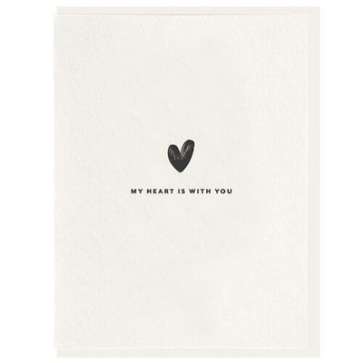 My Heart is With You Letterpress card