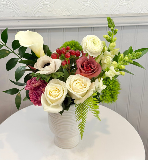 Sweetheart

Our sweetheart floral consists of delicate shades of creamy white, mauve, emerald green and a hint of burgundy. Roses, carnations, calla lily, snapdragon are all combined in a crisp, clean, modern design.

Add chocolates, a candle and matches, and/or wine before you check out. Available for pick up or delivery on 2/11, 2/12, 2/13, or 2/14

Seattle flower delivery by Juniper Flowers

Due to changes in season, weather, and availability we reserve the right to make substitutions in flowers for your order. Our photos are a GUIDE to our designs.