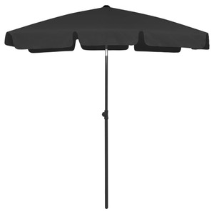 Black Beach Umbrella with UV Protection and Tilting Function
