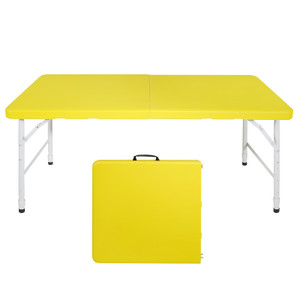 4ft Yellow Portable Folding Table for Indoor & Outdoor Use - Strong, Waterproof, and Easy to Carry 4ft Yellow Portable Folding Table for Indoor & Outdoor Use - Strong, Waterproof, and Easy to Carry