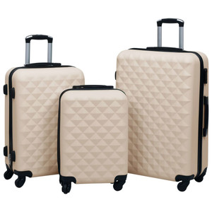 Gold ABS Hardcase Trolley Set - 3pcs, Lightweight & Secure Gold ABS Hardcase Trolley Set - 3pcs, Lightweight & Secure