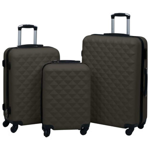 3-Piece Anthracite Hardcase Trolley Set with Security Locks and 360° Castors 3-Piece Anthracite Hardcase Trolley Set with Security Locks and 360° Castors