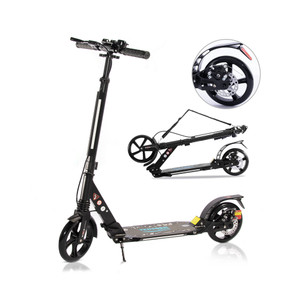Folding Kick Scooter for Adults - Portable, Lightweight, Adjustable 2 Wheels with Brake Suspension