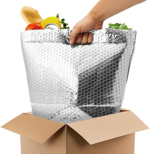 Insulated Thermal Bubble Bags - Pack of 10, Lightweight Foil Tote, Hot/Cold Food Deliveries Insulated Thermal Bubble Bags - Pack of 10, Lightweight Foil Tote, Hot/Cold Food Deliveries