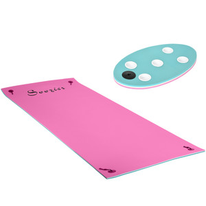 Soozier Lily Pad Floating Mat: 3-Layer Water Mat with Cup Holder Table Soozier Lily Pad Floating Mat: 3-Layer Water Mat with Cup Holder Table