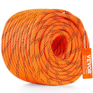 VEVOR Double Braided Polyester Rope, 3/8 in x 120 ft, 48 Strands, 4000 LBS Breaking Strength Outdoor Climbing Rope, Arborist Rigging Rope for Rock Hiking Camping Swing Rappelling Rescue, Orange/Black(D0102HS0SDX.) VEVOR Double Braided Polyester Rope, 3/8 in x 120 ft, 48 Strands, 4000 LBS Breaking Strength Outdoor Climbing Rope, Arborist Rigging Rope for Rock Hiking Camping Swing Rappelling Rescue, Orange/Black(D0102HS0SDX.)
