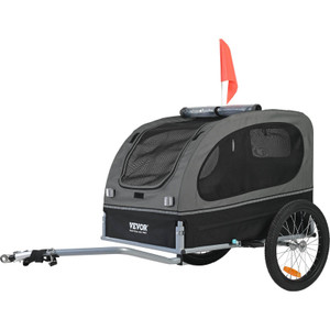 VEVOR Dog Bike Trailer, Supports up to 88 lbs, Pet Cart Bicycle Carrier, Easy Folding Frame with Quick Release Wheels, Universal Bicycle Coupler, Reflectors, Flag, Collapsible to Store, Black/Gray(D0102HQA04W.) VEVOR Dog Bike Trailer, Supports up to 88 lbs, Pet Cart Bicycle Carrier, Easy Folding Frame with Quick Release Wheels, Universal Bicycle Coupler, Reflectors, Flag, Collapsible to Store, Black/Gray(D0102HQA04W.)