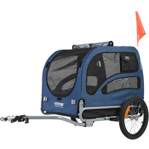 VEVOR Dog Bike Trailer, Supports up to 100 lbs, Pet Cart Bicycle Carrier, Easy Folding Frame with Quick Release Wheels, Universal Bicycle Coupler, Reflectors, Flag, Collapsible to Store, Blue/Black(D0102HQA0WY.) VEVOR Dog Bike Trailer, Supports up to 100 lbs, Pet Cart Bicycle Carrier, Easy Folding Frame with Quick Release Wheels, Universal Bicycle Coupler, Reflectors, Flag, Collapsible to Store, Blue/Black(D0102HQA0WY.)