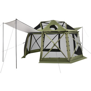 VEVOR Pop up Gazebo Screen Tent, 13 x 13 ft, 13-Sided Spherical Camping Canopy Tent with Removable Top & Carry Bag, Quick-Set & Bite-Proof, Screen House Sun Shelter for 10-12 Persons, Green