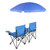 Portable Double Folding Picnic Chairs with Umbrella - Blue
