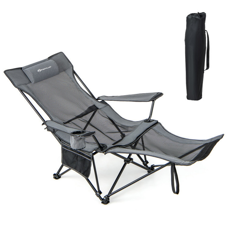 Adjustable Camping Lounge Chair with Detachable Footrest - Outdoor Relaxation