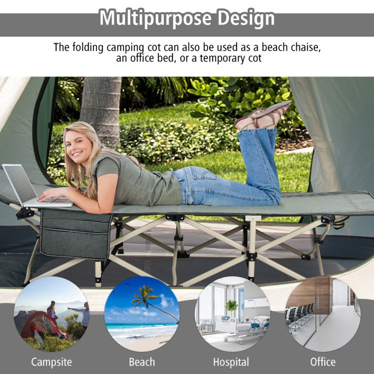 Portable Extra Wide Adult Sleeping Cot with 882 lbs Capacity & Carry Bag
