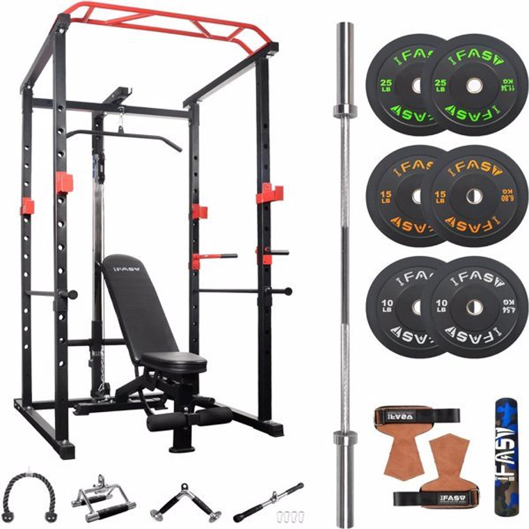Home Gym Power Cage Set - 100lb Capacity & Multi-functional (D0102HQRERU)