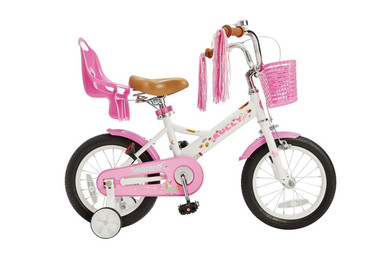 RULLY Kids Bike 12 14 16 Inch Bicycle for Girls - Training Wheels, Basket, Streamers - Ages 2-7