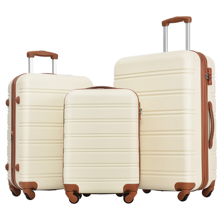 3 Piece Hardside Spinner Luggage Set with TSA Lock - Lightweight and Expandable