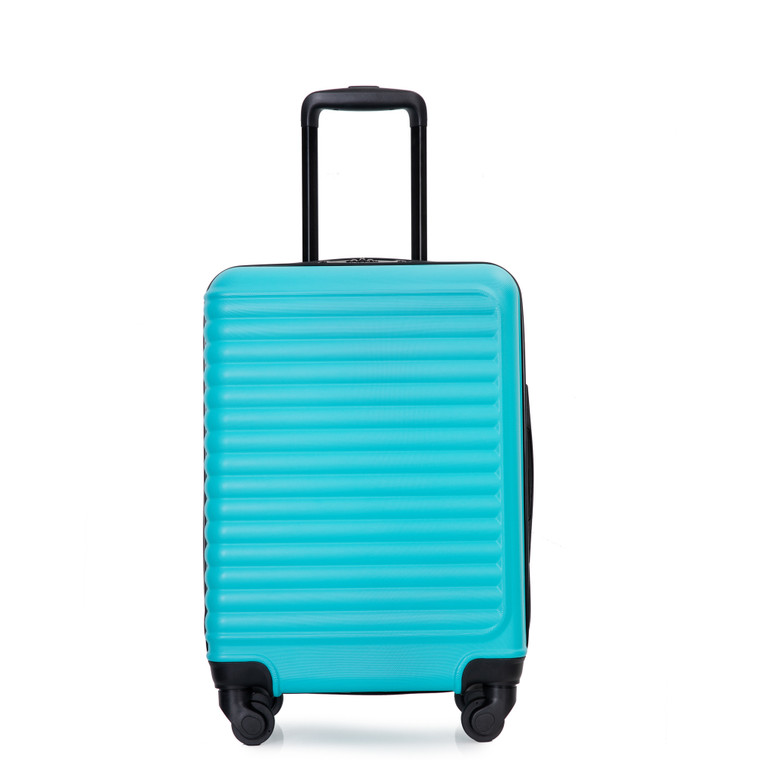 Lightweight 20" Carry-On Spinner Luggage in Turquoise - Durable ABS Material, Adjustable Pull Rod