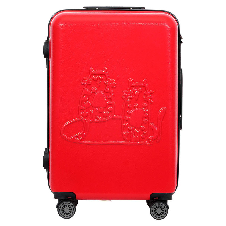 Biggdesign Cats Suitcase Luggage - Red Large with Spinner Wheels