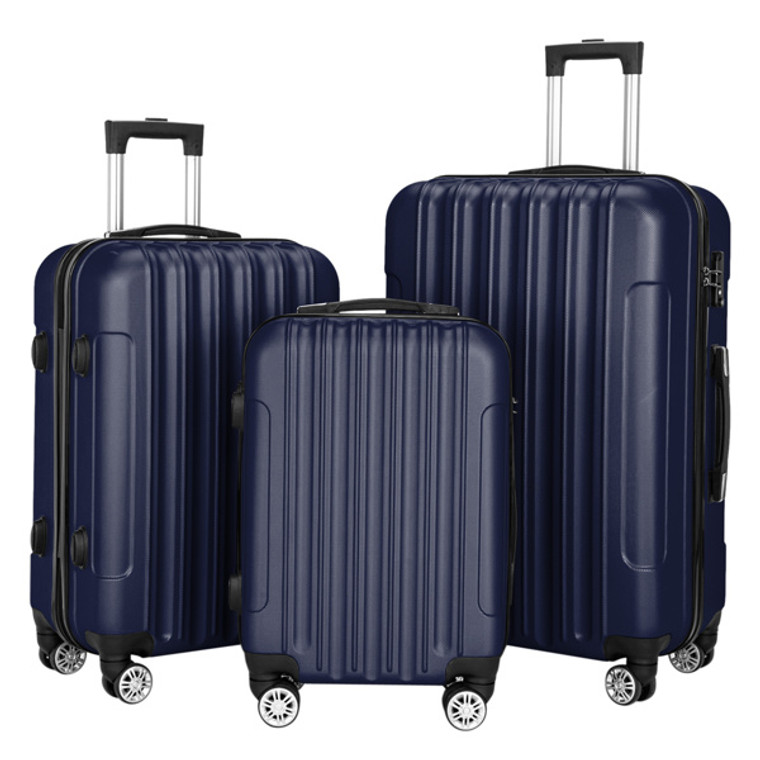 3-in-1 Large Capacity Navy Blue Travel Suitcase Set - Durable & Practical