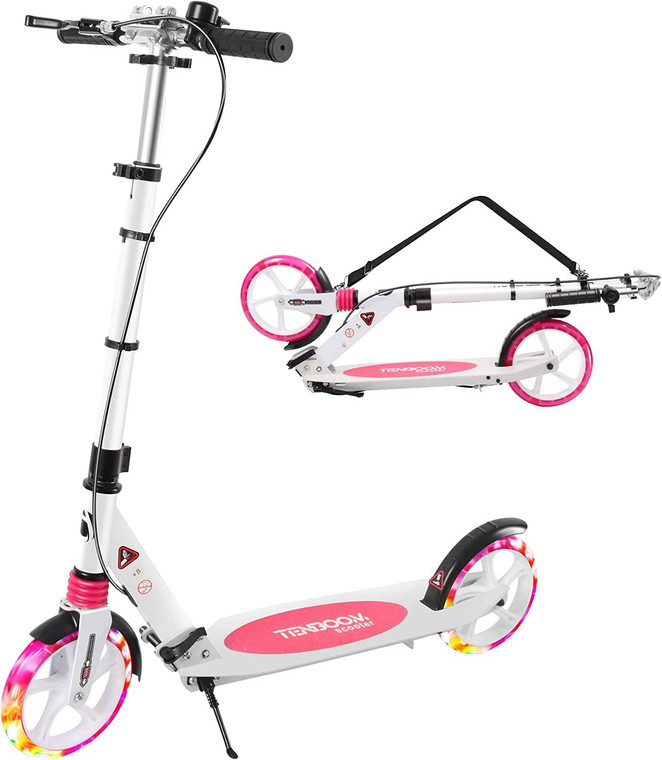 Adjustable Height LED Light Up Scooter for Kids & Adults with Handbrake
