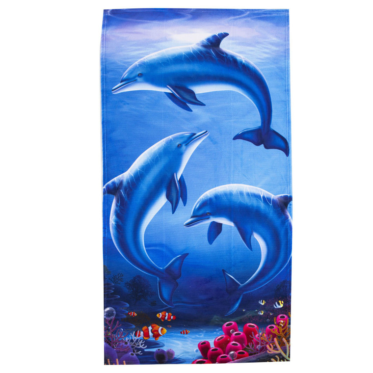 Dolphin Play Beach Towel - Soft, Lightweight 30"x60" Pool & Beach Towel