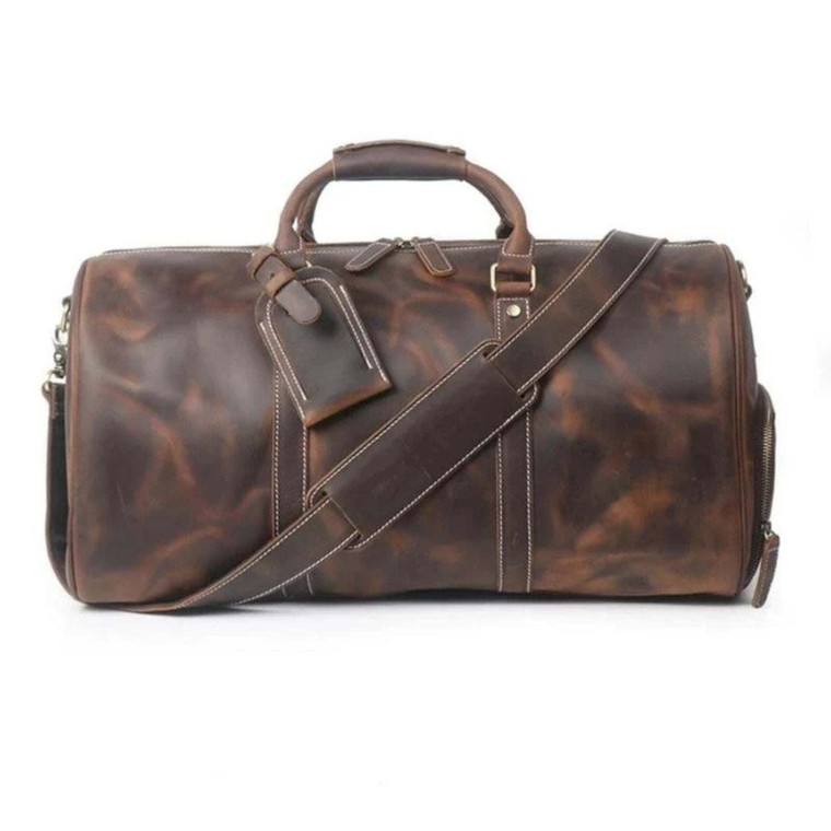 The Dagny Weekender | Large Leather Duffle Bag with Shoe Compartment