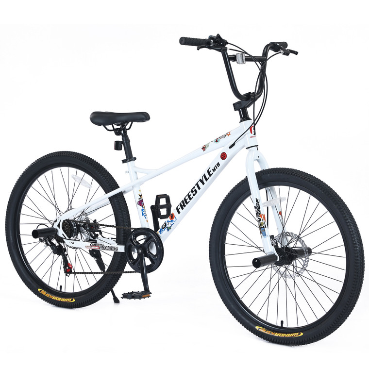 Freestyle Kids Bike with Double Disc Brakes - 26 Inch, Shimano 7-Speed, Ages 12+