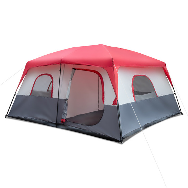 Spacious 14-Person Camping Tent - Red/White