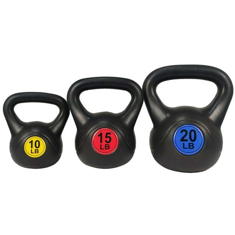3-Piece Wide Grip Kettlebell Set - 45 lbs Total Weight